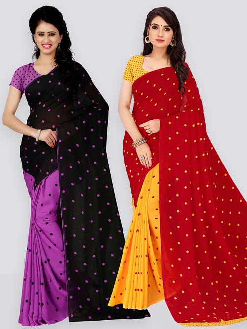 women pack of 2 casual wear combo sarees with blouse - 21478210 - Very Small Image - 1