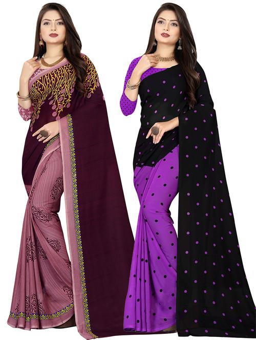 women pack of 2 casual wear combo sarees with blouse - 21478211 - Very Small Image - 1