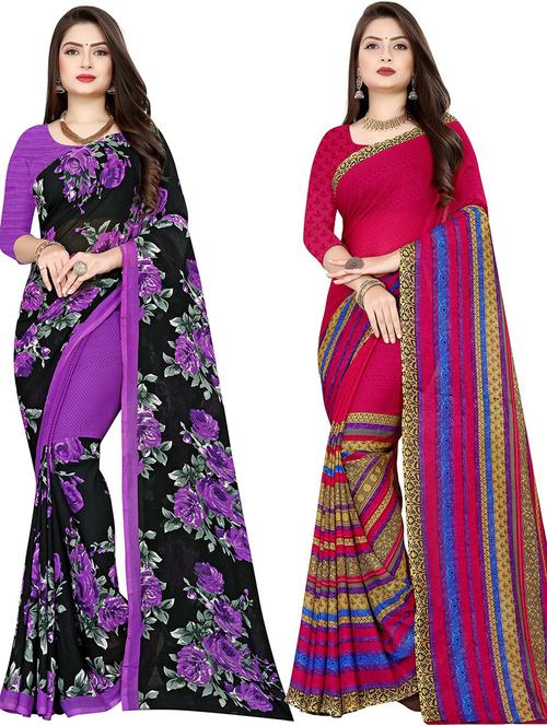 women pack of 2 casual wear combo sarees with blouse - 21478212 - Very Small Image - 1