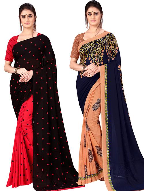 women pack of 2 casual wear combo sarees with blouse - 21478213 - Very Small Image - 1