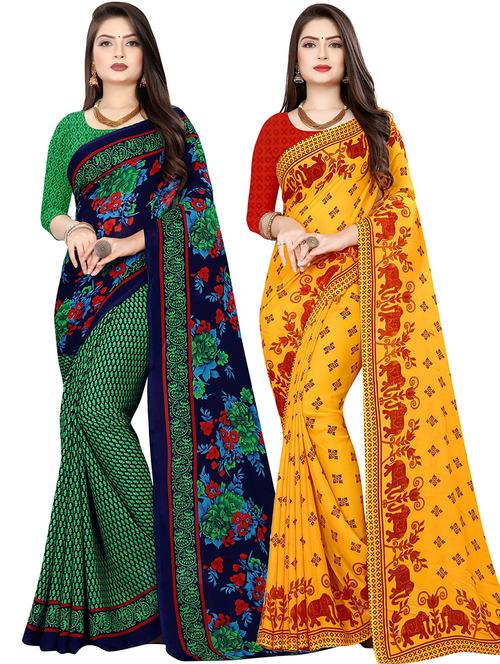 women pack of 2 casual wear combo sarees with blouse - 21478216 - Very Small Image - 1