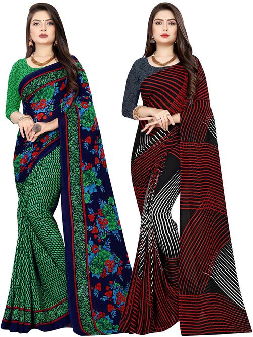 women pack of 2 casual wear sarees with blouse - 21478217 - Very Small Image - 1