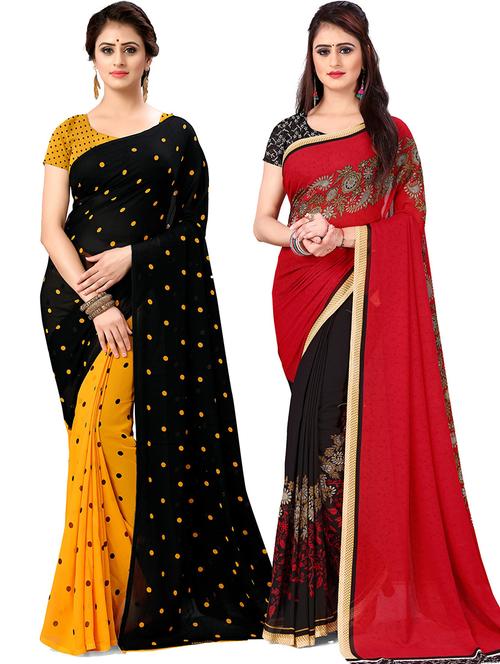 women pack of 2 casual wear combo sarees with blouse - 21478220 - Very Small Image - 1