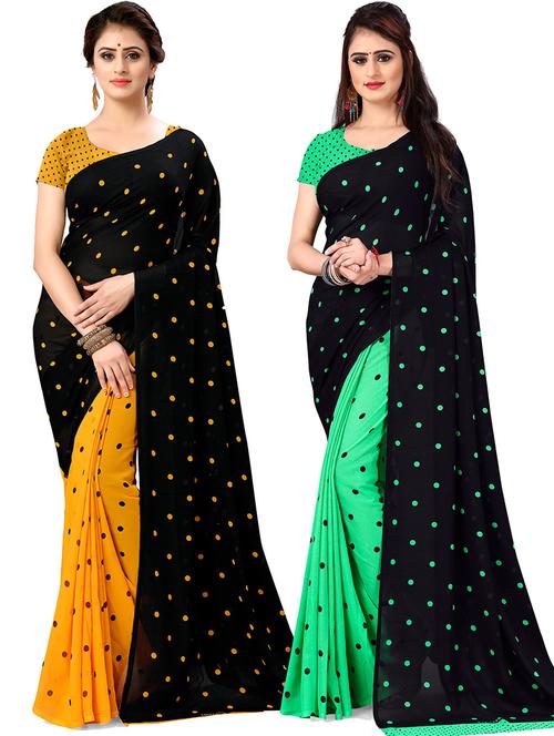 women pack of 2 casual wear combo sarees with blouse - 21478221 - Very Small Image - 1