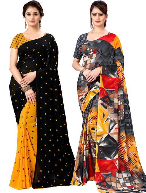 women pack of 2 casual wear combo sarees with blouse - 21478224 - Very Small Image - 1