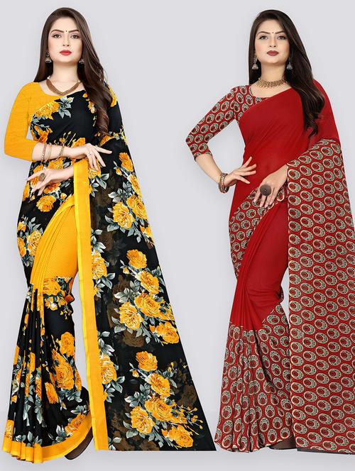 women pack of 2 casual wear combo sarees with blouse - 21478234 - Very Small Image - 1