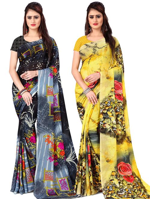 women pack of 2 casual wear combo sarees with blouse - 21478236 - Very Small Image - 1