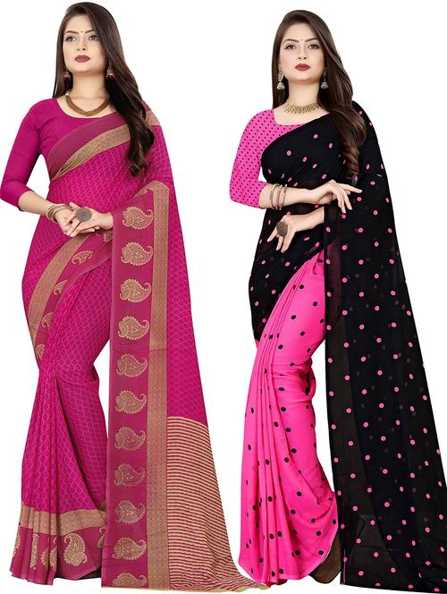 women pack of 2 casual wear combo sarees with blouse - 21478239 - Very Small Image - 1