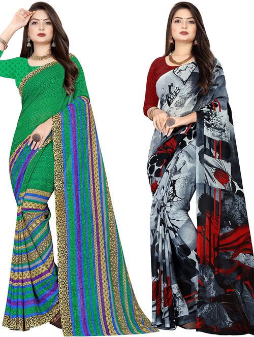 women pack of 2 casual wear combo sarees with blouse - 21478240 - Very Small Image - 1