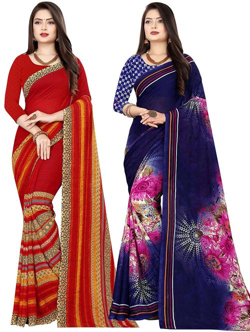 women pack of 2 casual wear combo sarees with blouse - 21478241 - Very Small Image - 1