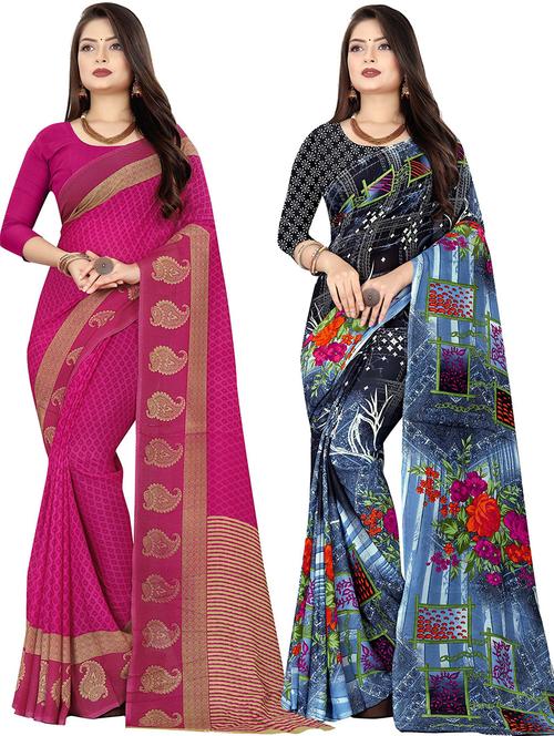 women pack of 2 casual wear combo sarees with blouse - 21478243 - Very Small Image - 1