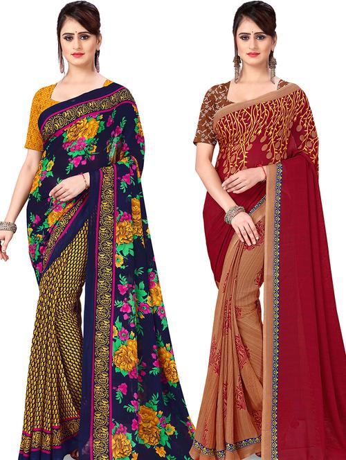 women pack of 2 printed casual wear saree with blouse - 21478251 - Very Small Image - 1