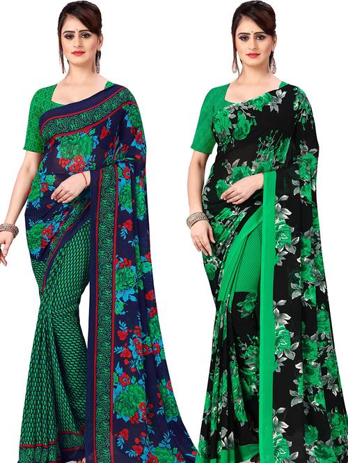 women pack of 2 casual wear combo sarees with blouse - 21478252 - Very Small Image - 1