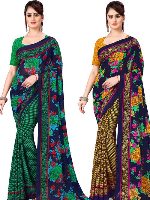 women pack of 2 casual wear sarees with blouse - 21478253 - Very Small Image - 1