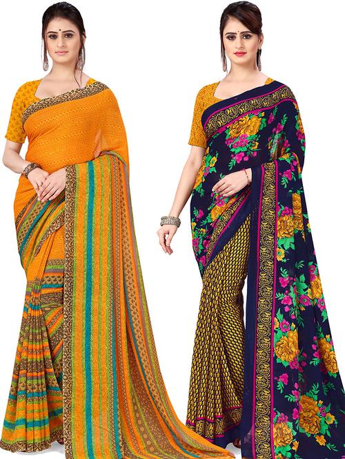 women pack of 2 casual wear combo sarees with blouse - 21478254 - Very Small Image - 1