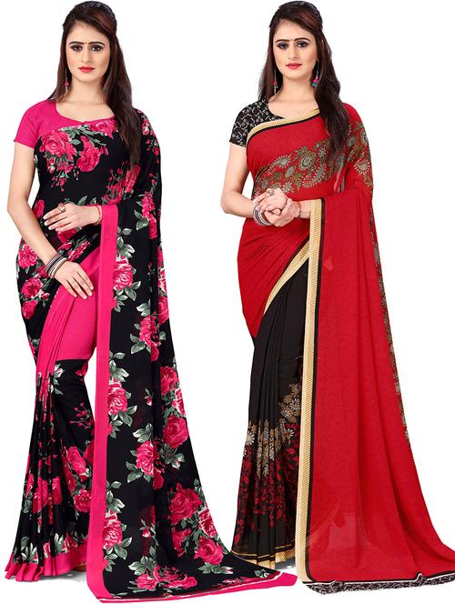 women pack of 2 casual wear combo sarees with blouse - 21478257 - Very Small Image - 1