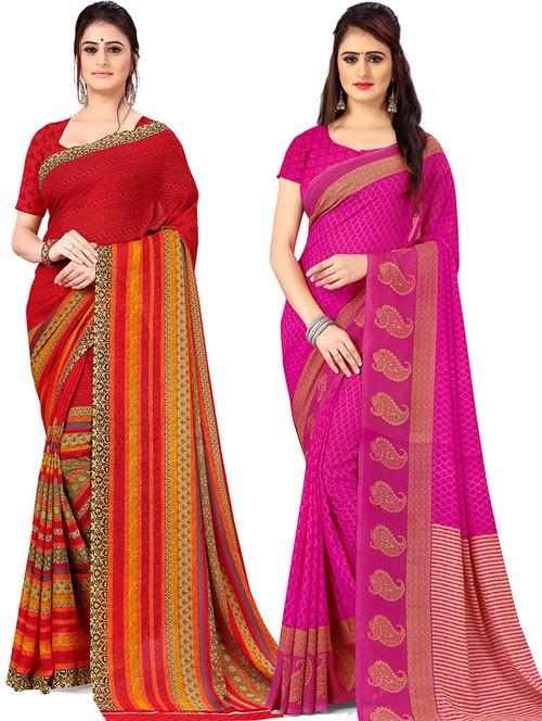 women pack of 2 casual wear combo sarees with blouse - 21478258 - Very Small Image - 1