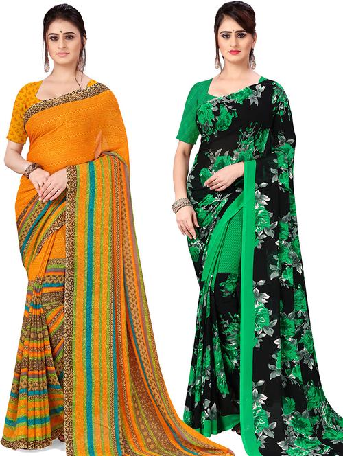 women pack of 2 casual wear combo sarees with blouse - 21478259 - Very Small Image - 1