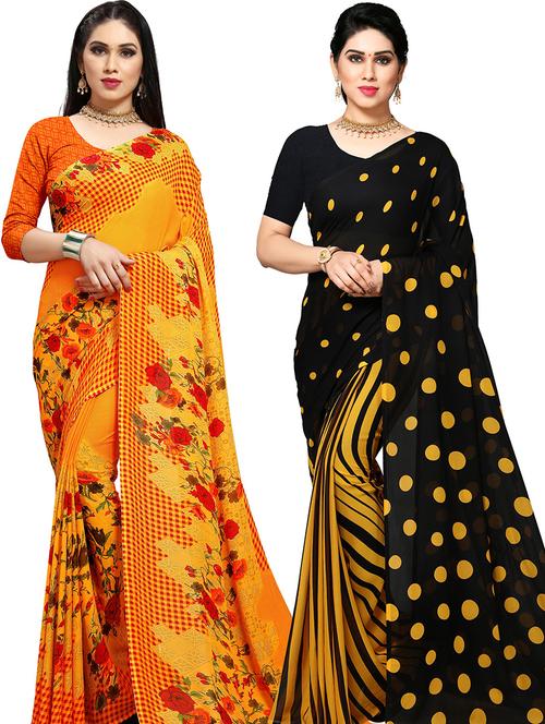 women pack of 2 casual wear combo sarees with blouse - 21478306 - Very Small Image - 1
