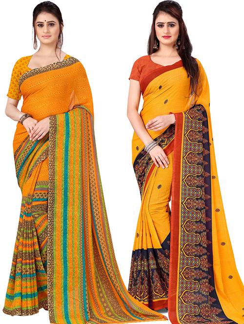 women pack of 2 casual wear sarees with blouse - 21478322 - Very Small Image - 1