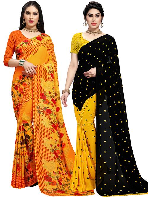 women pack of 2 printed casual wear saree with blouse - 21478327 - Very Small Image - 1