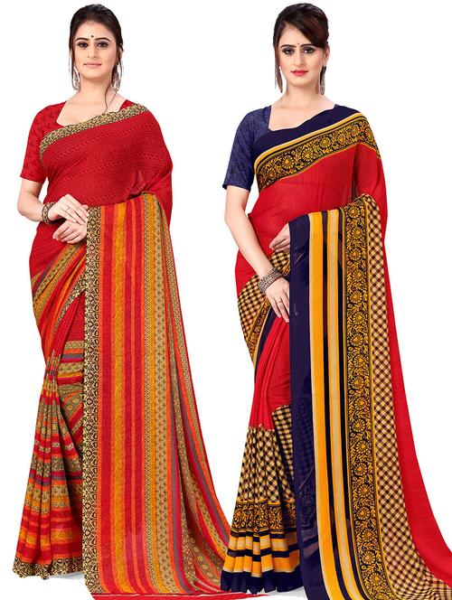 women pack of 2 printed casual wear saree with blouse - 21478375 - Very Small Image - 1