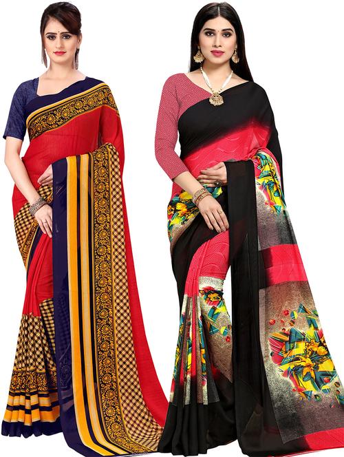 women pack of 2 printed casual wear saree with blouse - 21478416 - Very Small Image - 1