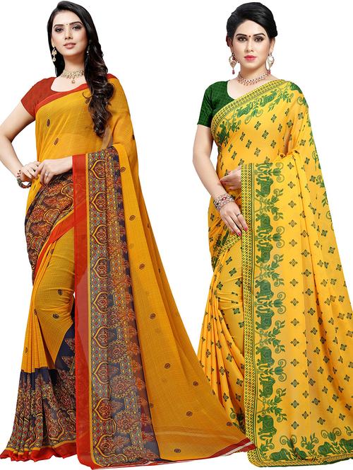 women pack of 2 printed casual wear saree with blouse - 21478438 - Very Small Image - 1
