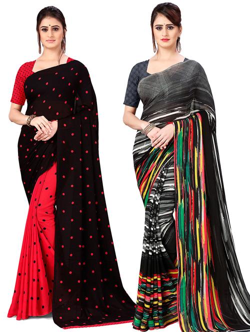 women pack of 2 casual wear sarees with blouse - 21478514 - Very Small Image - 1