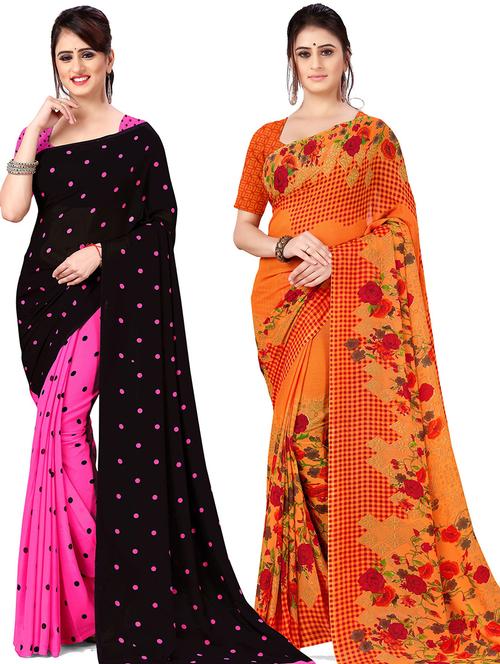 women pack of 2 printed casual wear saree with blouse - 21478566 - Very Small Image - 1