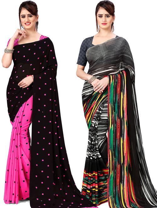 women pack of 2 casual wear combo sarees with blouse - 21478590 - Very Small Image - 1