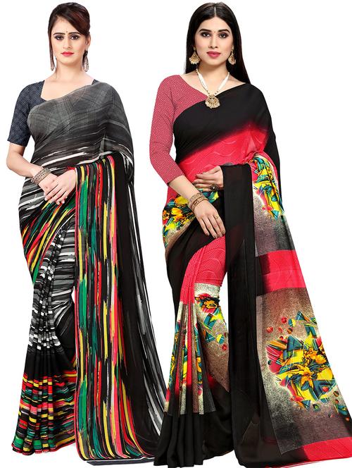women pack of 2 casual wear combo sarees with blouse - 21478597 - Very Small Image - 1