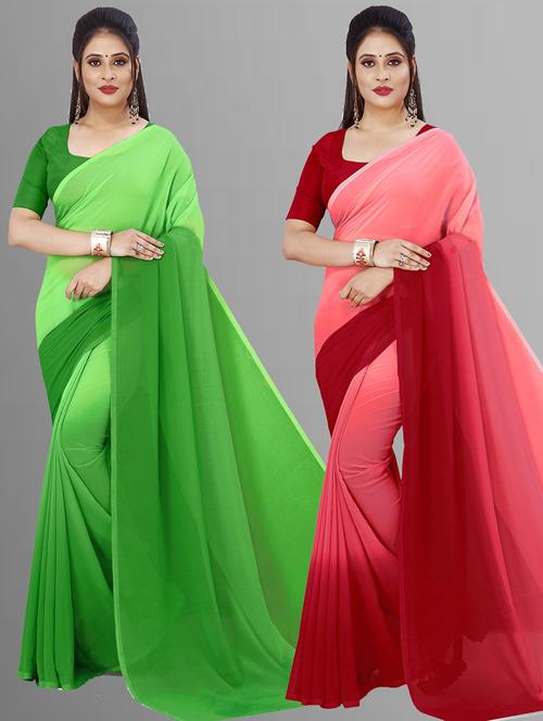 women pack of 2 casual wear combo sarees with blouse - 21478603 - Very Small Image - 1