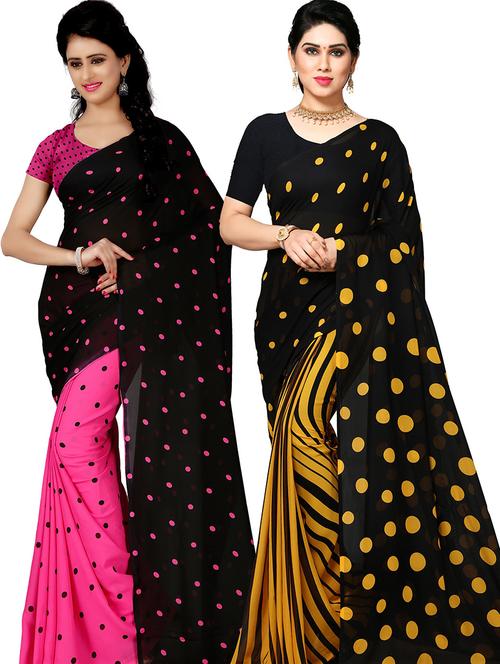 women pack of 2 casual wear combo sarees with blouse - 21478607 - Very Small Image - 1