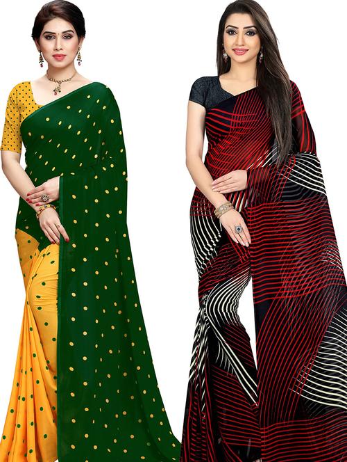 women pack of 2 casual wear combo sarees with blouse - 21478615 - Very Small Image - 1