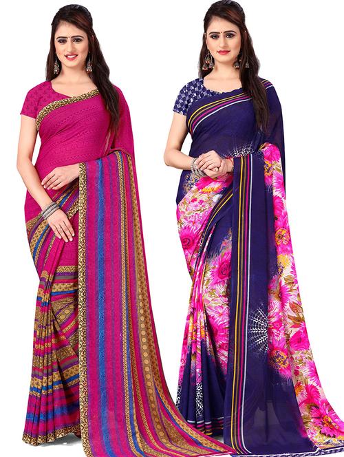 women pack of 2 casual wear sarees with blouse - 21478619 - Very Small Image - 1