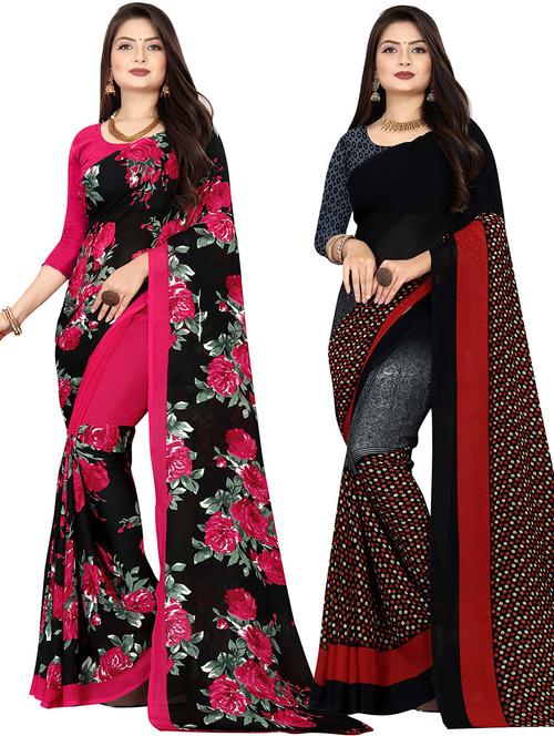 women pack of 2 printed casual wear saree with blouse - 21478622 - Very Small Image - 1