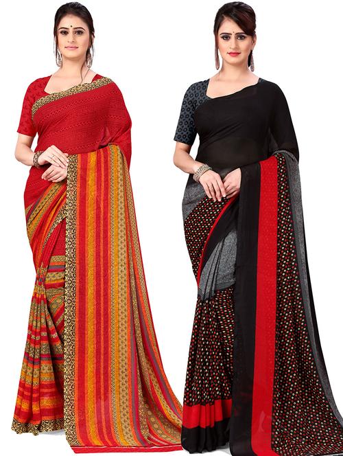 women pack of 2 printed casual wear saree with blouse - 21478623 - Very Small Image - 1