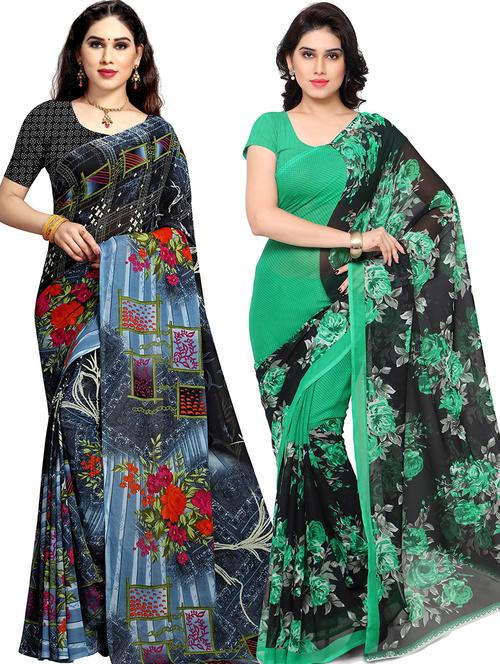 women pack of 2 casual wear combo sarees with blouse - 21478636 - Very Small Image - 1