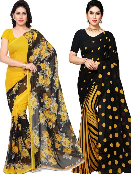 women pack of 2 casual wear combo sarees with blouse - 21478637 - Very Small Image - 1