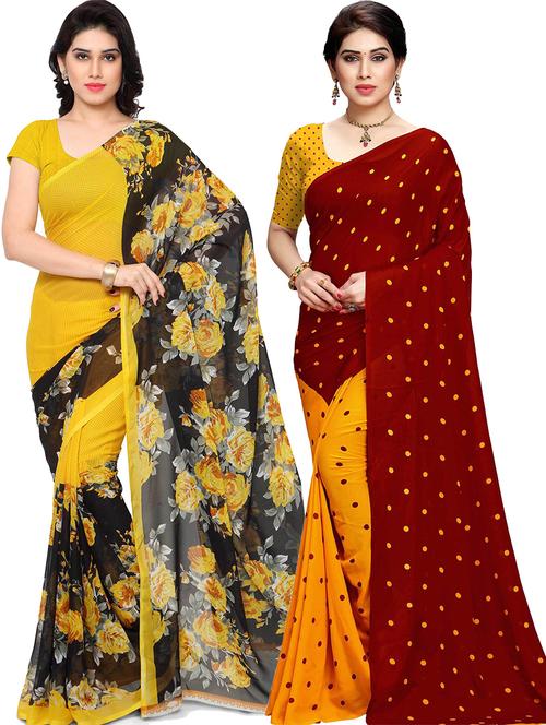 women pack of 2 casual wear combo sarees with blouse - 21478638 - Very Small Image - 1