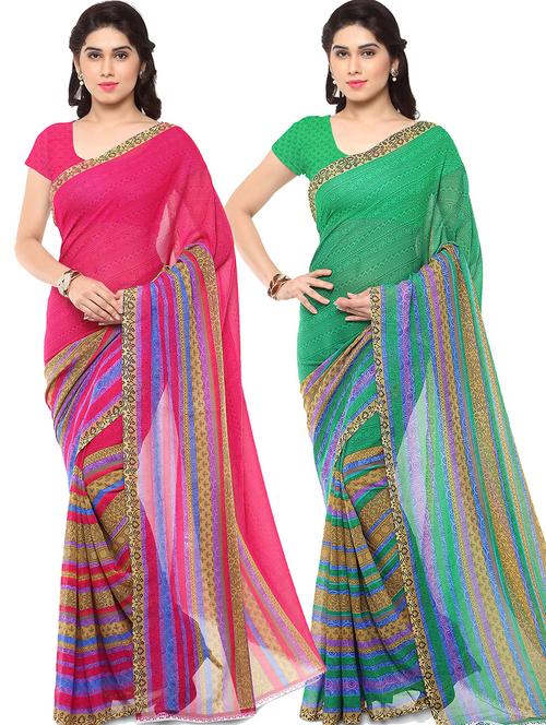 women pack of 2 casual wear combo sarees with blouse - 21478645 - Very Small Image - 1