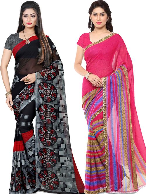 women pack of 2 casual wear combo sarees with blouse - 21478646 - Very Small Image - 1