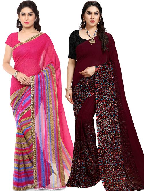 women pack of 2 casual wear combo sarees with blouse - 21478648 - Very Small Image - 1