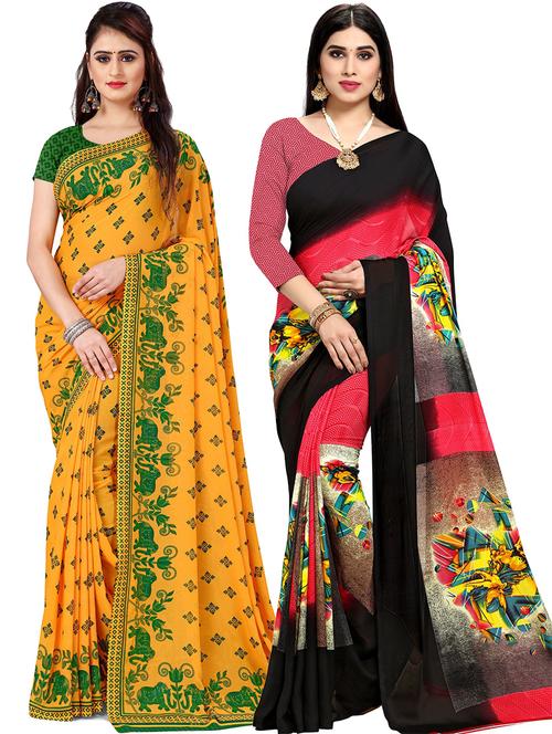 women pack of 2 printed casual wear saree with blouse - 21478650 - Very Small Image - 1