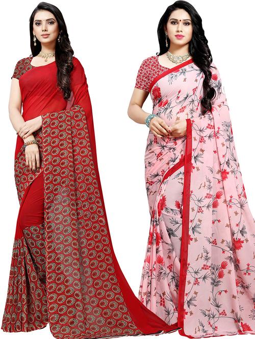 women pack of 2 printed casual wear saree with blouse - 21478651 - Very Small Image - 1