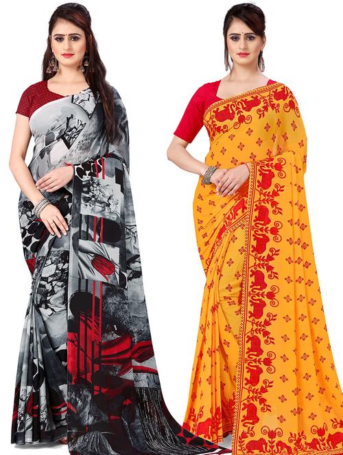 women pack of 2 printed casual wear saree with blouse - 21478654 - Very Small Image - 1