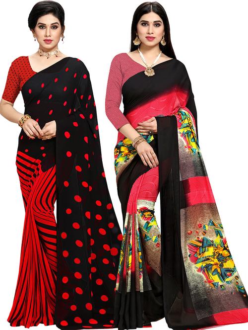 women pack of 2 casual wear combo sarees with blouse - 21478659 - Very Small Image - 1