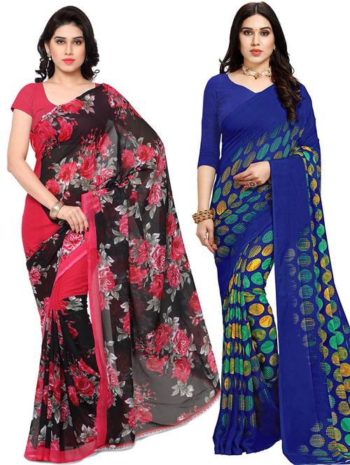 women pack of 2 casual wear combo sarees with blouse - 21478663 - Very Small Image - 1