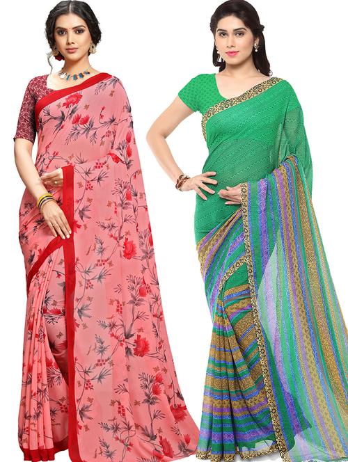 women pack of 2 casual wear combo sarees with blouse - 21478664 - Very Small Image - 1